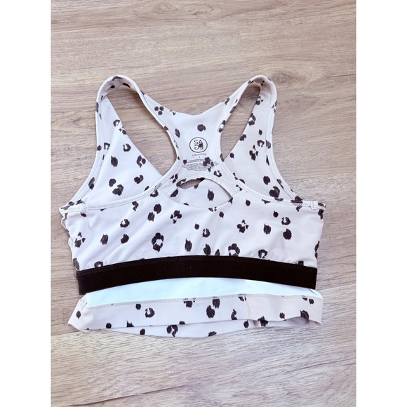 SAGE Collective Sports Bra Top Women Small Taupe Animal Print Racerback - Picture 7 of 8